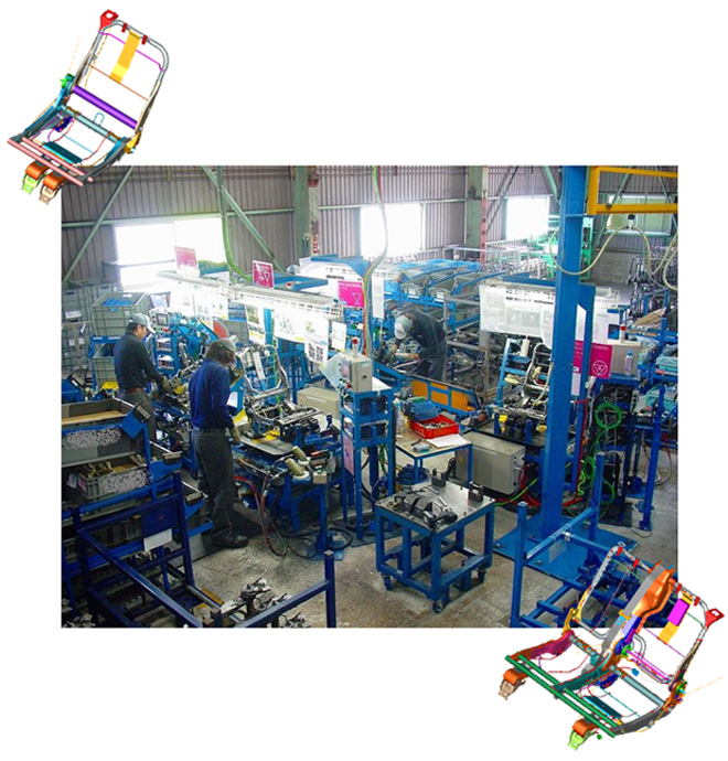 Assembly line of seat frame